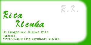 rita klenka business card